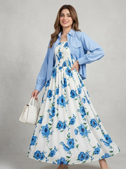 Floral Printed Maxi Dress Set