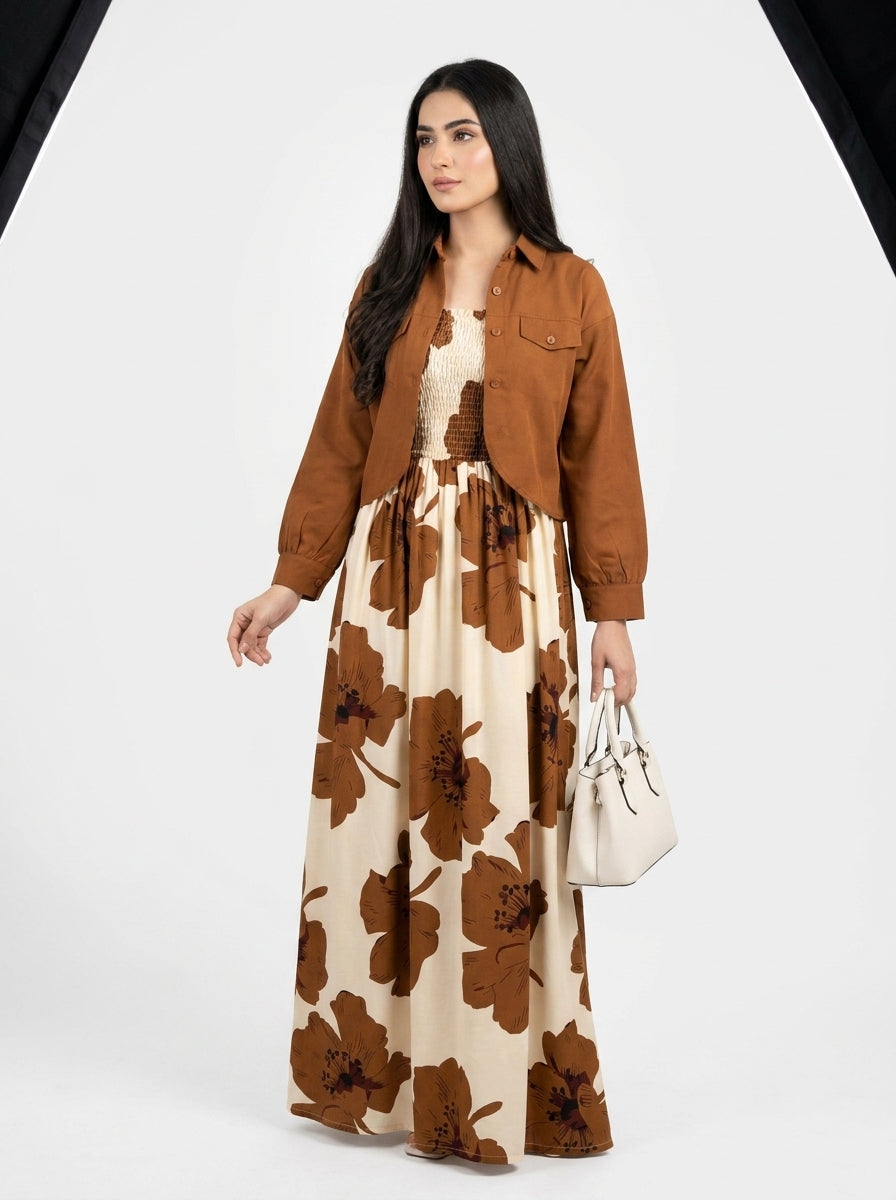 Floral Printed Maxi Dress Set