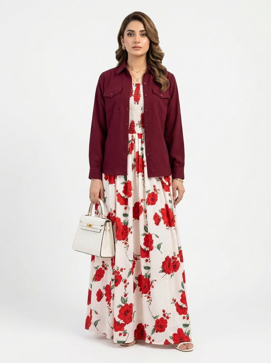 Floral Printed Maxi Dress Set