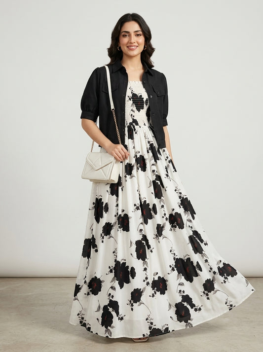 Floral Printed Maxi Dress Set