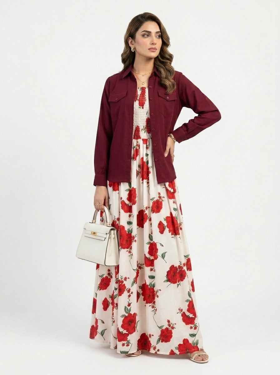 Floral Printed Maxi Dress Set