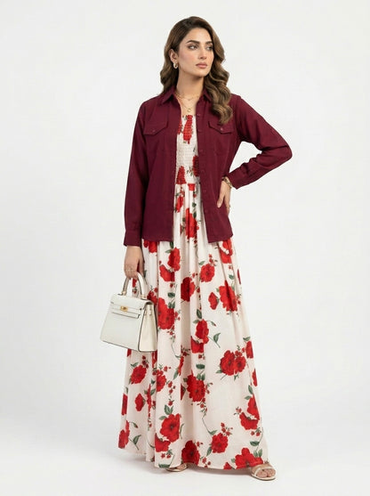 Floral Printed Maxi Dress Set
