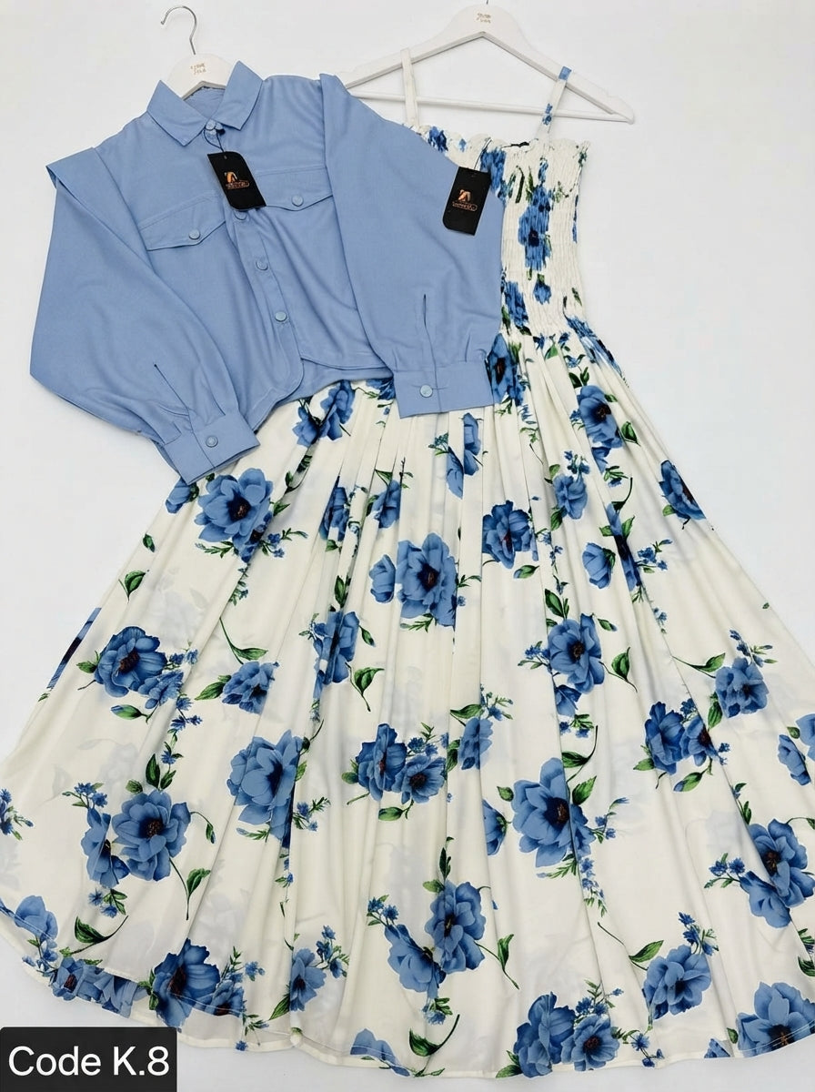 Floral Printed Maxi Dress Set
