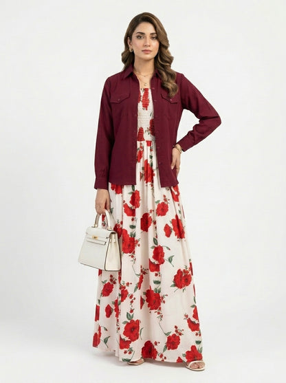 Floral Printed Maxi Dress Set
