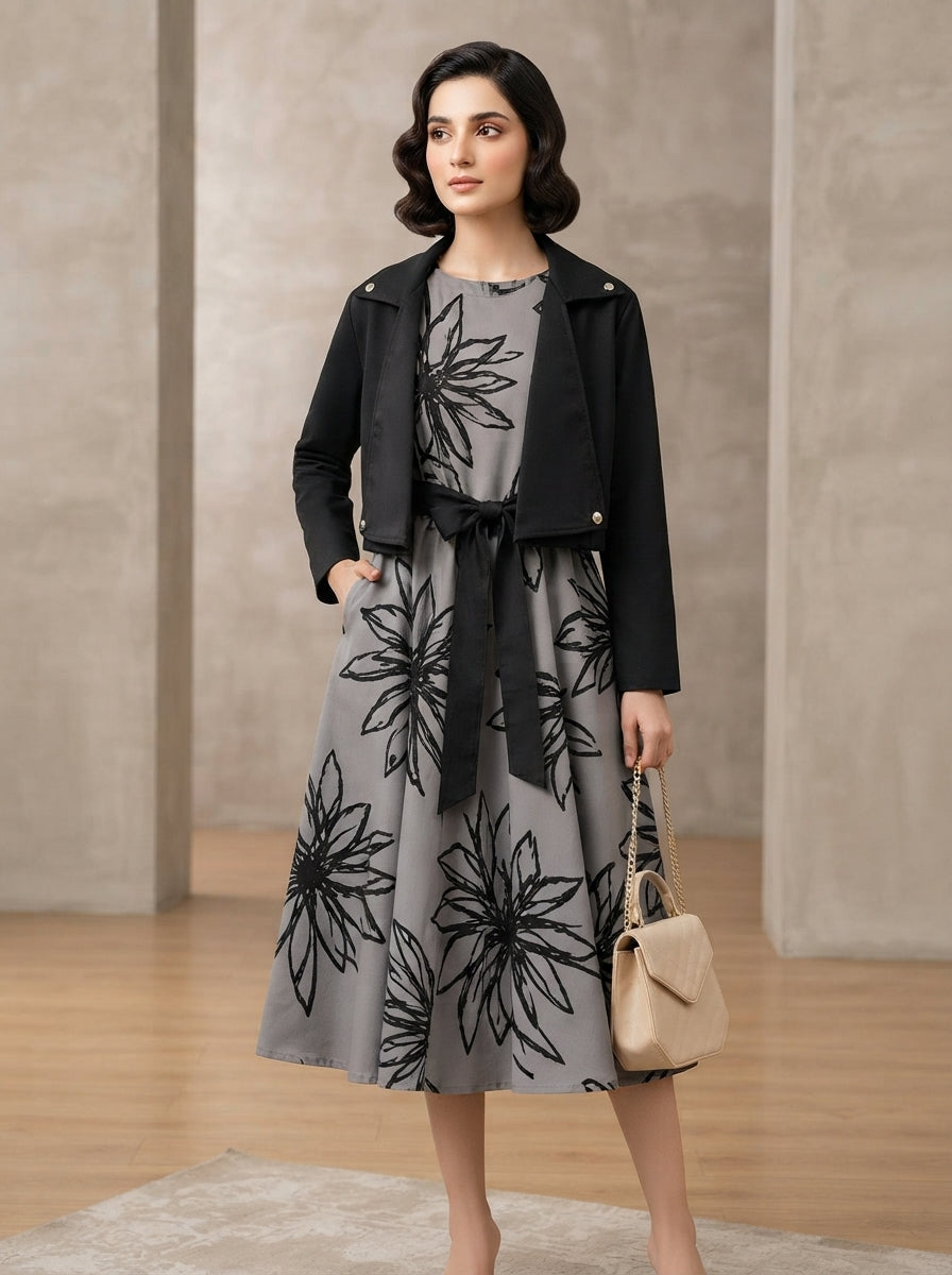 Floral Printed Maxi Dress Set