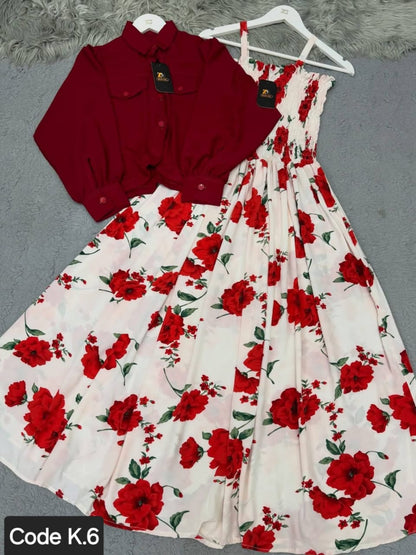 Floral Printed Maxi Dress Set